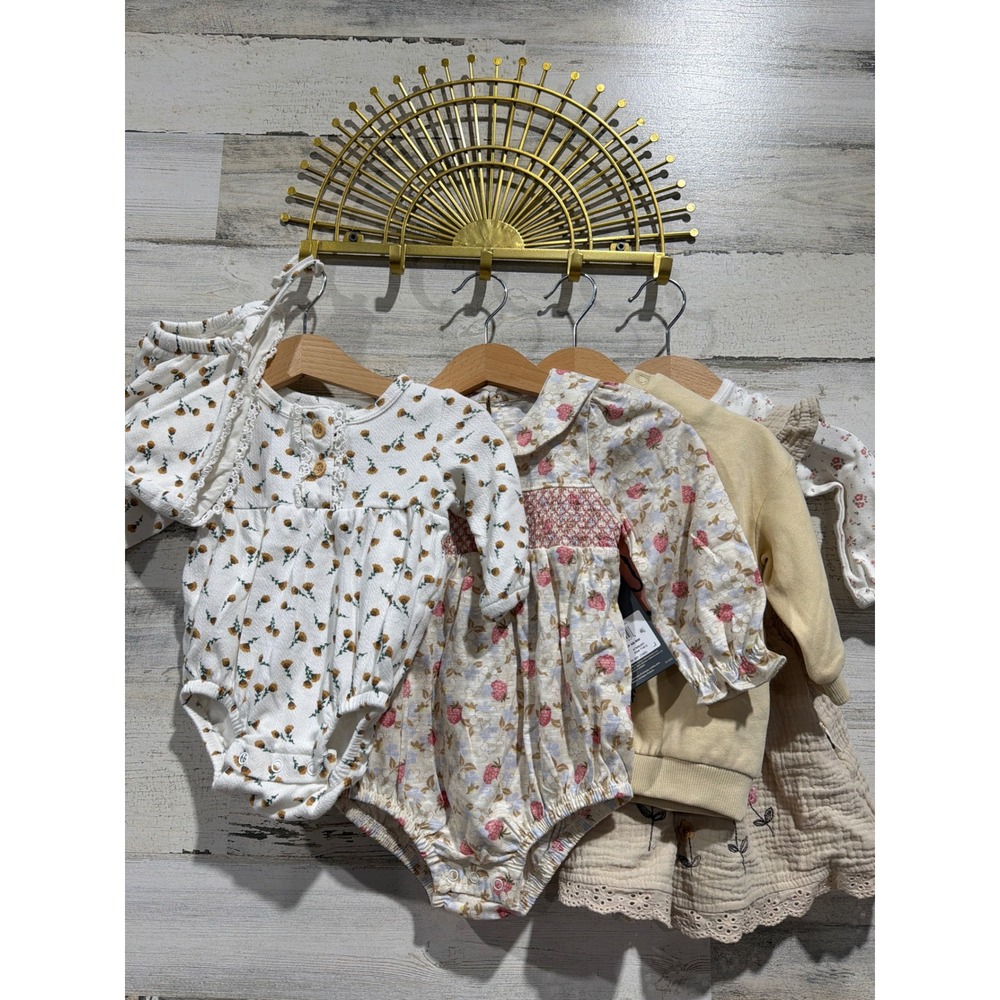 Modern Moments H&M Girls 6-9M Floral Smocked Organic Bundle Cottagecore NWT